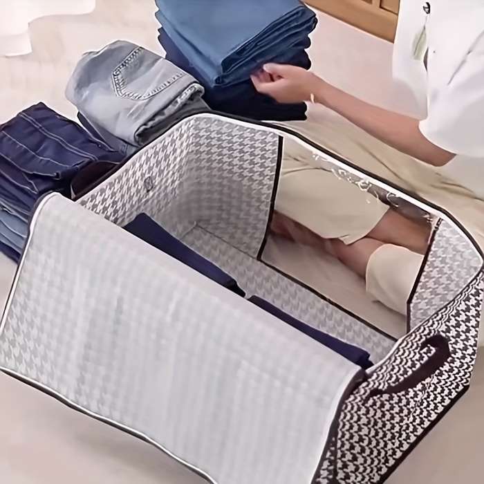 Chic Houndstooth Clothing And Quilt Storage Bag