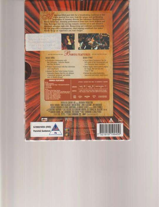MOULIN ROUGE, TWO DISC DVD SET