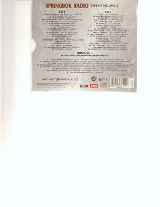 SPRINGBOK RADIO TOP 40 VOLUME 2, 3CD'S