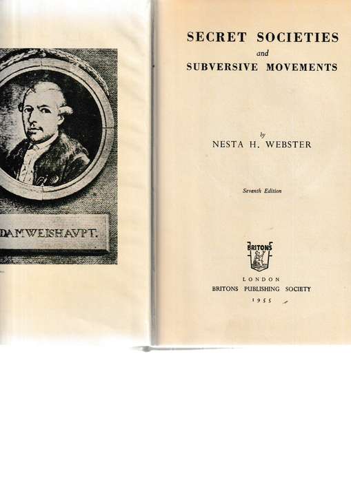 SECRET SOCIETIES & SUBVERSIVE MOMEMENTS, 1 ST ED. 1955