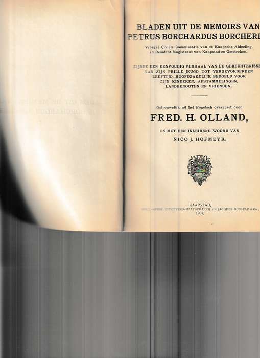 BLADEN UIT DE MEMOIRS VAN PETRUS BORCHARDUS BORCHERDS