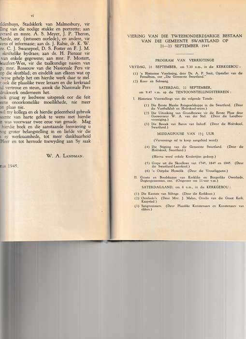 GEDENKBOEK VAN DIE NED. GEREF. GEMEENTE SWARTLAND TWEEDE EEUFEES 1745-1945