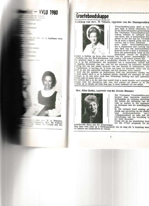 VRYSTAAT VROUE LANDBOU-UNIE 1930-1980