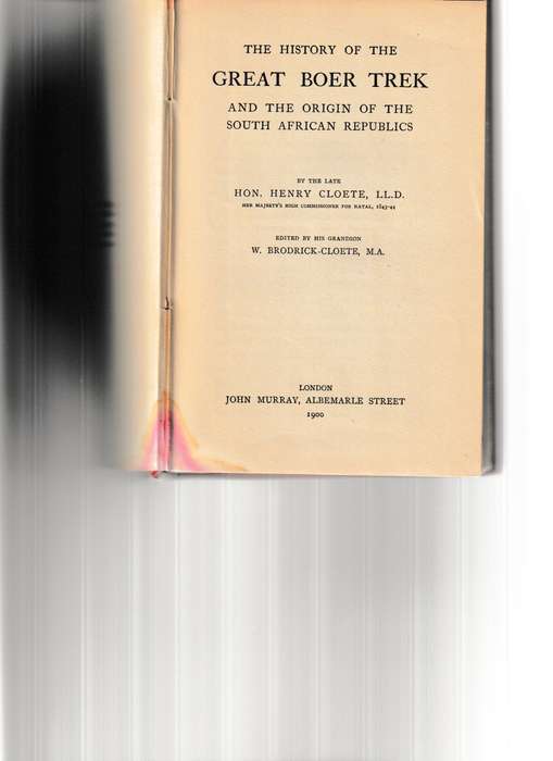 THE HISTORY OF THE GREAT BOER TREK, 1900