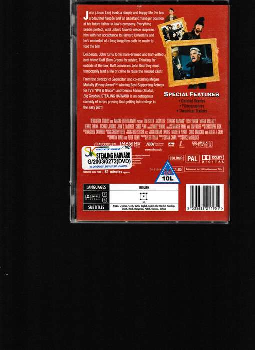 STEALING HARVARD DVD