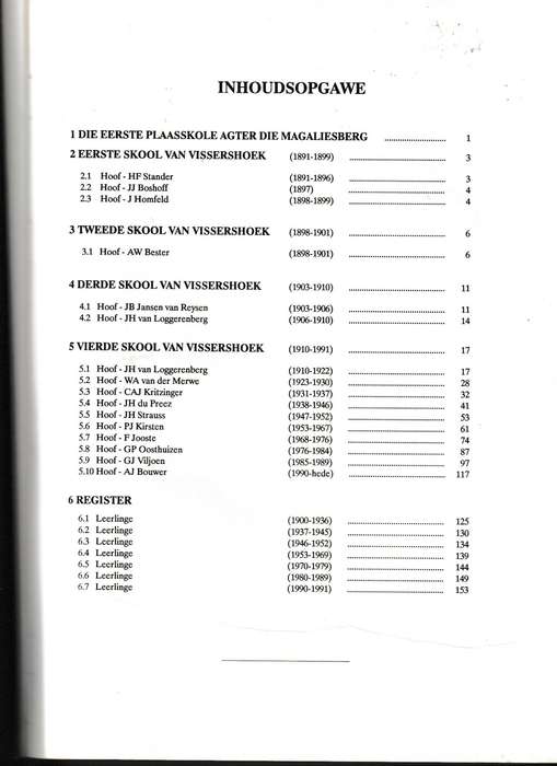 LAERSKOOL VISSERSHOEK, DIE EERSTE EEU 1891-1991 *GETEKEN*