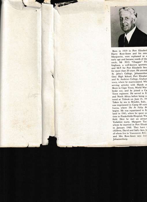 THE PO VALLEY BREAK by HARRY ROSE-INNES * SIGNED * ESCAPE BY HIM AND ANOTHER SOUTH AFRICAN FROM POW
