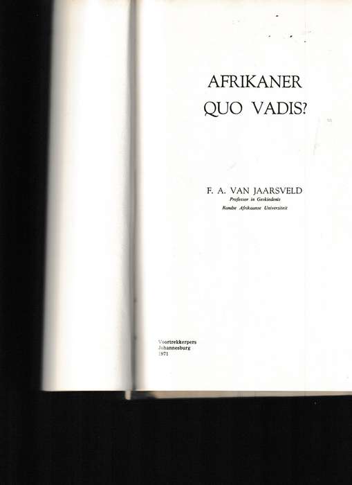 AFRIKANER QUO VADIS?