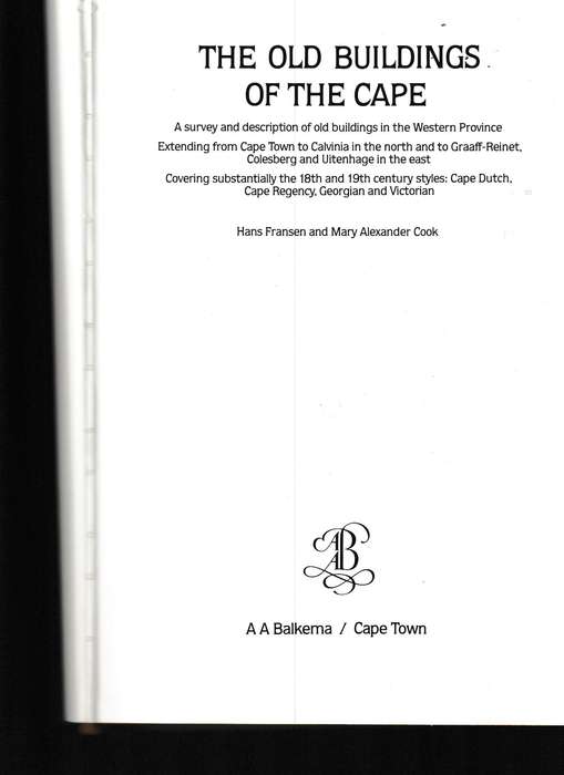 THE OLD BUILDINGS OF THE CAPE