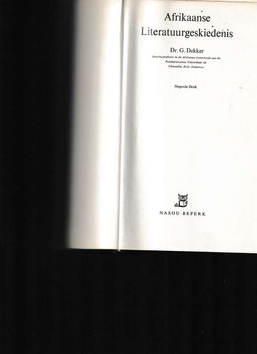 AFRIKAANSE LITERATUUR-GESKIEDENIS