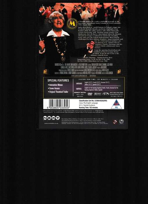 MEL BROOKS TO BE OR NOT TO BE DVD