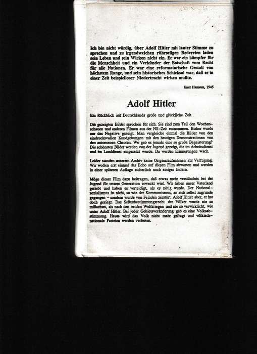 3 VHS TAPES ADOLF HITLER, GEHEIME REICHSSACHE AND WAFFEN-SS HITLER'S ELITE KAMPFTRUPPE