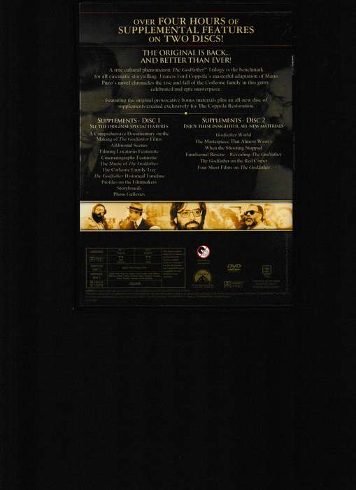 THE GODFATHER, THE COPPOLA RESTORATION, ALL 3 MOVIES PLUS 2 DVD'S WITH EXTRAS IN BOX SET