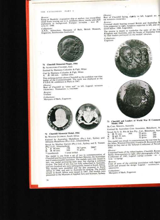 THE MEDALLIC PORTRAITS OF SIR WINSTON CHURCHILL * SIGNED* 1 ST EDITION