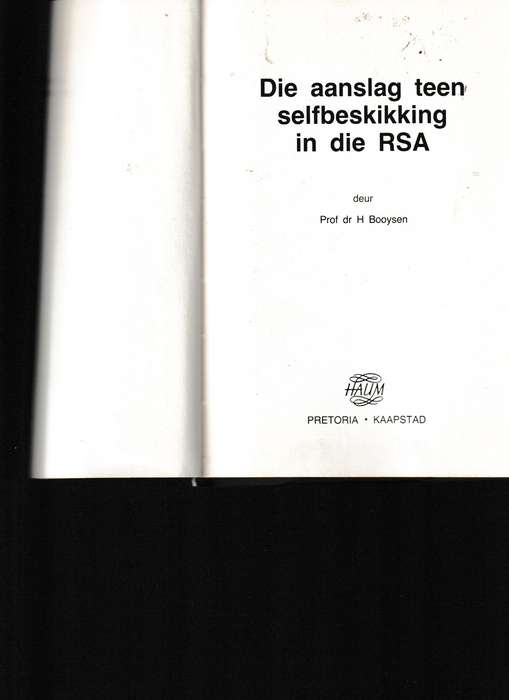 DIE AANSLAG TEEN SELFBESKIKKING IN DIE RSA