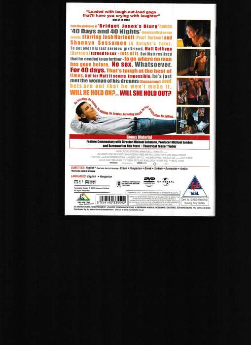 40 DAYS AND NIGHTS DVD