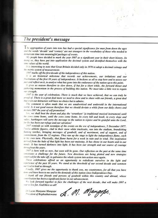 A NATION ON THE MARCH, SIGNED BY  L.M MANGOPE