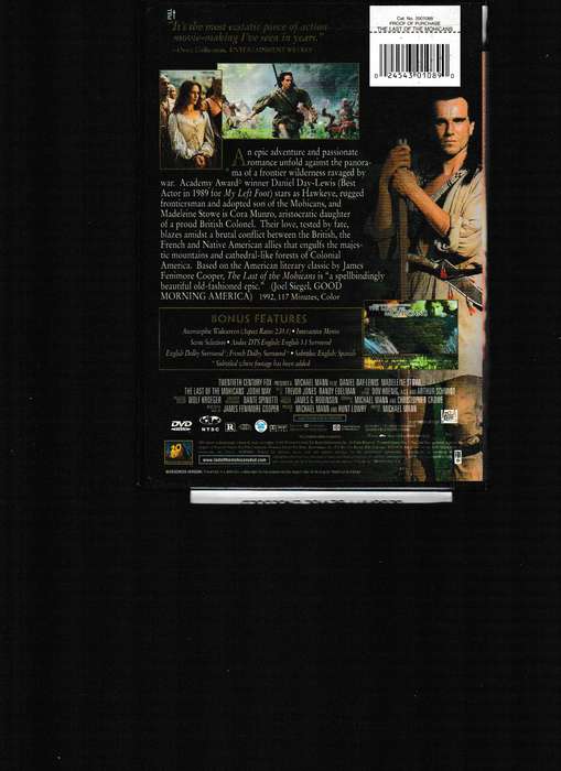 THE LAST OF THE MOHICANS DVD, DIRECTOR'S EXPANDED EDITION