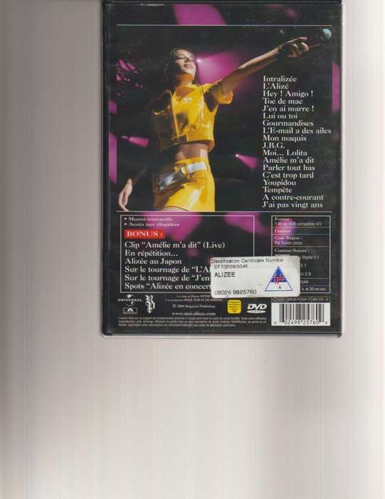 ALIZEE EN CONCERT DVD (IMPORT)
