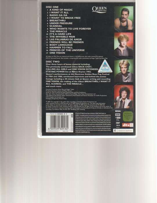 QUEEN THE DVD COLLECTION, GREATEST VIDEO HITS 2, 2 DVD SET WITH BOOKLET