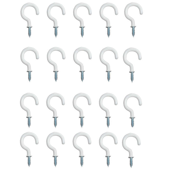 Cup Hook PVC coated 20's TUB,  25mm White