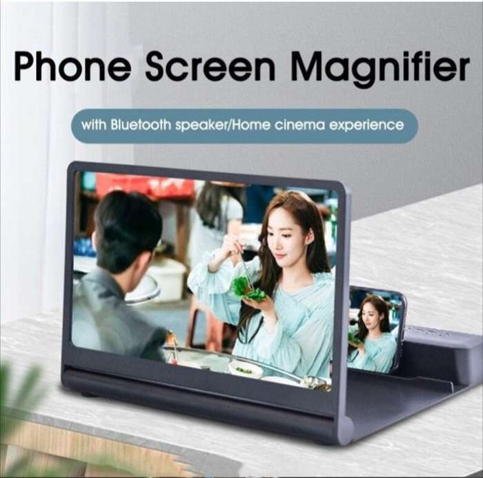 6D Portable Mobile Screen Amplifier F12 - White - With Bluetooth Speaker