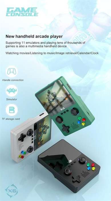 X6 Handheld Retro Video Game Console 3.5inch Screen 1000+ Games 32GB - White
