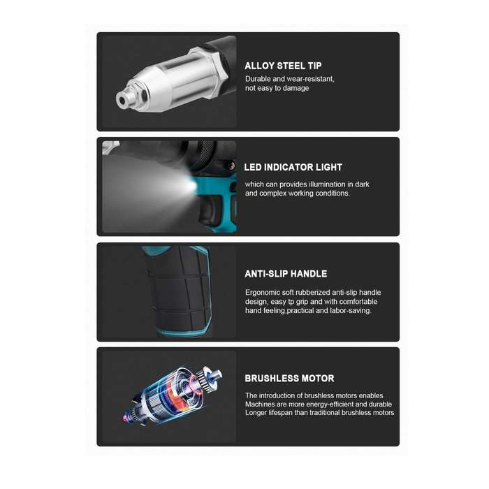 Compact Cordless Electric Rivet Nut Gun