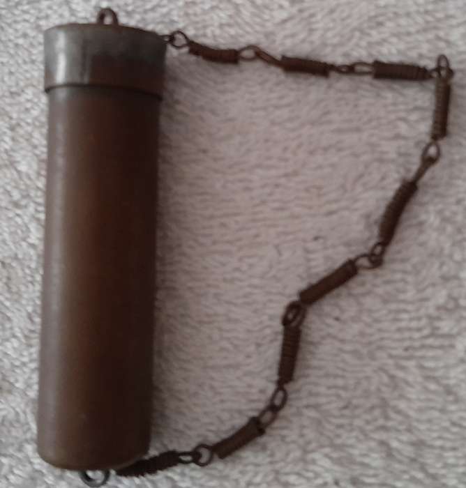 Vintage Tinder box / Tonteldoos. Manufactured using an old brass button for the base