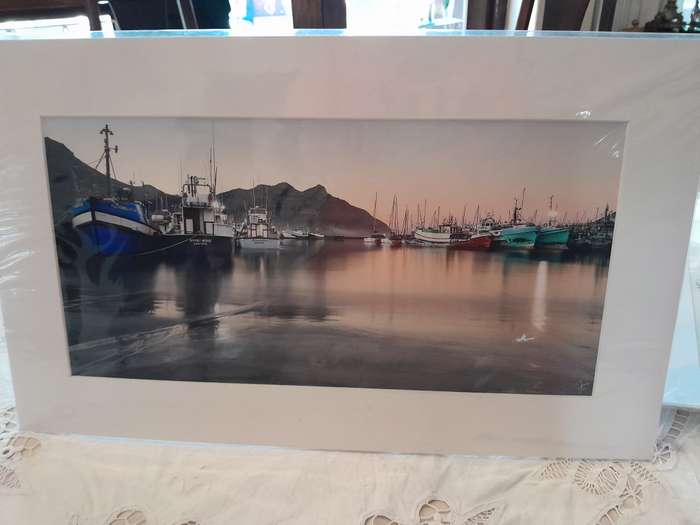 Dawn Tide, Hout Bay Harbour Gicle'e Mat board mounted photo 16 x 8"