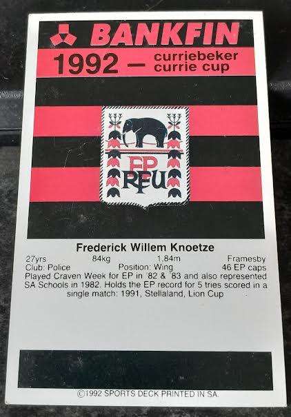 Sports Deck Rugby Card Erich Knoetze