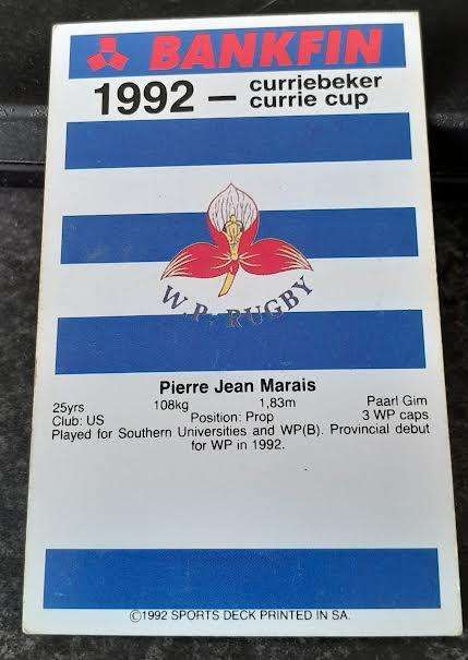 Sports Deck Rugby Card Pierre Marais