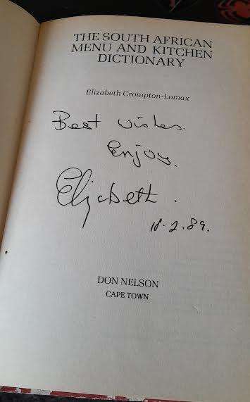 The South African Menu&Kitchen Dictionary Hardcover and Autographed