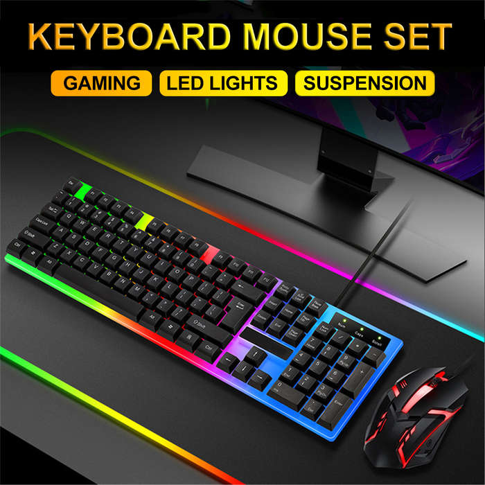T-Wolf Rainbow Backlit Gaming Keyboard and Mouse Set - TF230