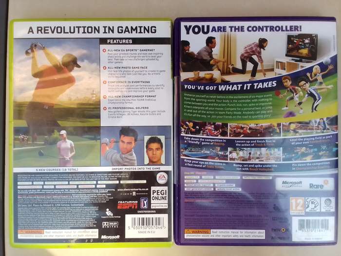 XBOX 360 Video Game Bundle ("Tiger Woods PGA Tour 08", "Kinect Sports")