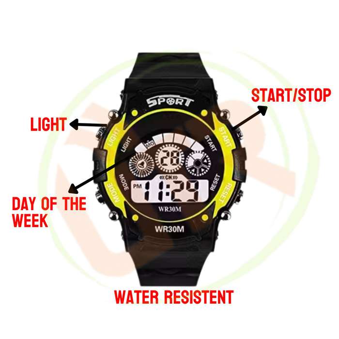 Digital Waterproof Sport Watch  LED Display, Alarm, Stopwatch, Backlight  WR30M
