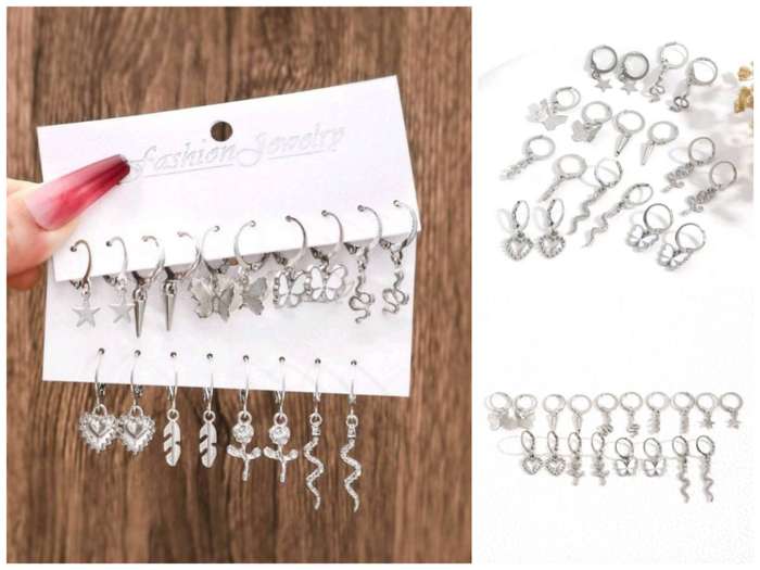 18-Piece Silver Earring Set | Mixed Designs