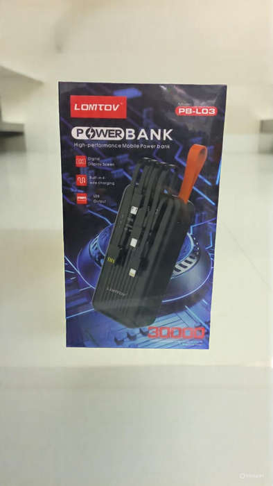 30000 mAh fast charging power bank with built in wires