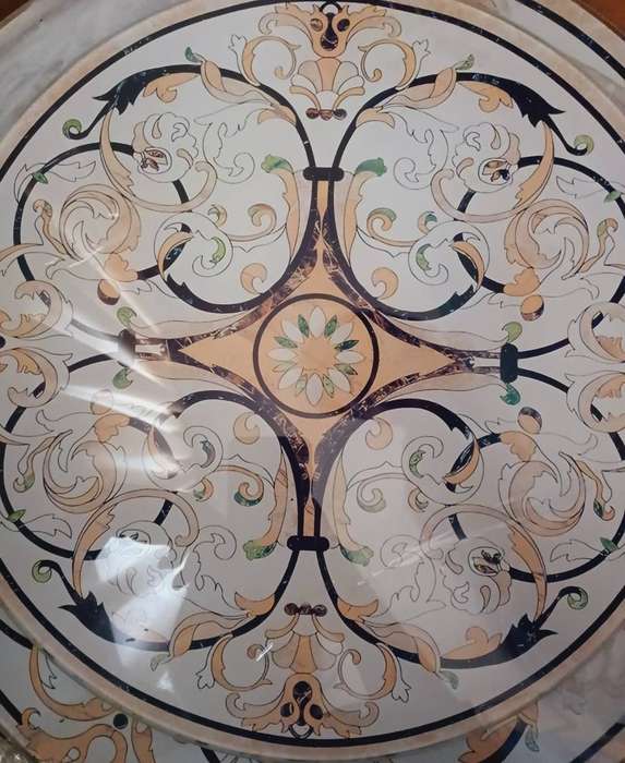 Luxury ornate nesting tables  set of 3 with decorative patterned tops & gold frames