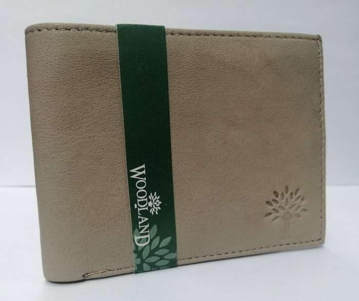 Woodland Leather Bi-Fold Wallet  Beige & Tan