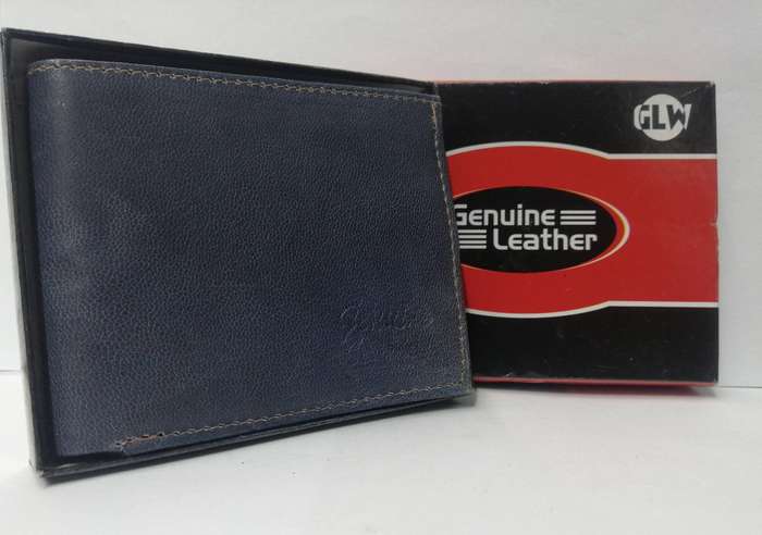 Premium Blue Leather Wallet for Men  Card Holder + Coin Pocket