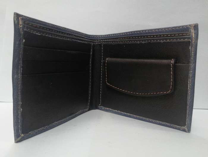 Premium Blue Leather Wallet for Men  Card Holder + Coin Pocket