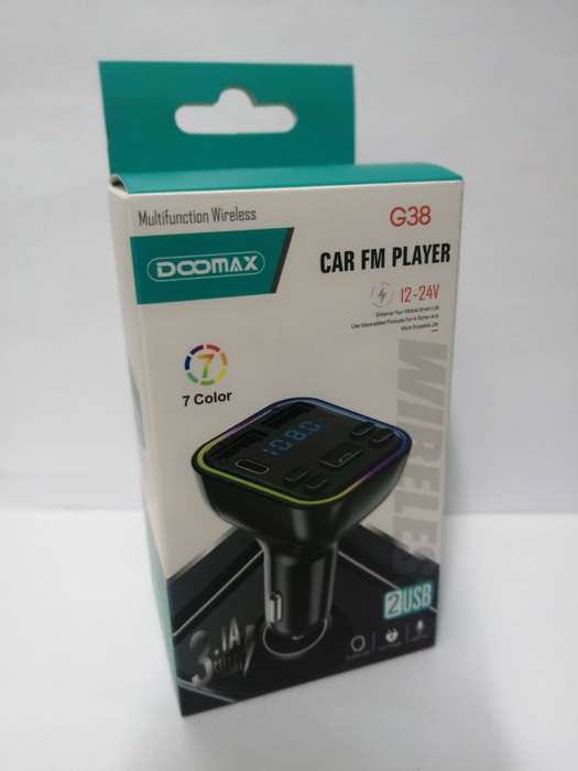 Multifunction Wireless Car FM Player with Dual USB, Type-C & 7-Color LED