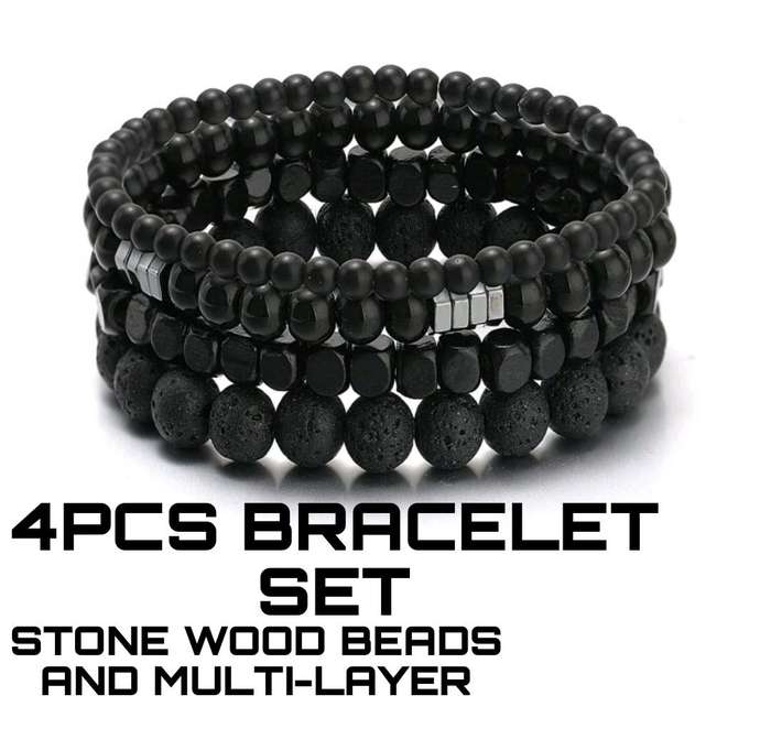 4PCS Men's Beaded Bracelet Set