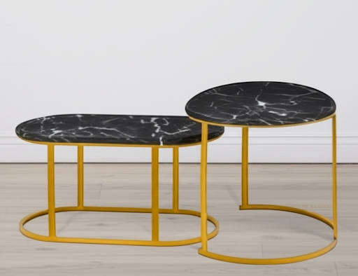Luxury black marble nesting table