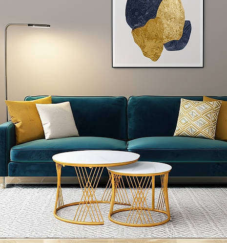 Elegant marble nesting coffee table-set of 2