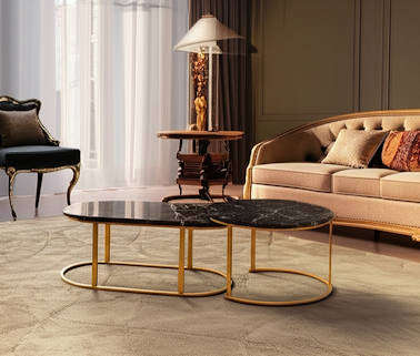Luxury black marble nesting table