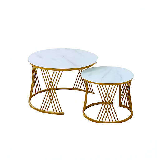 Elegant marble nesting coffee table-set of 2