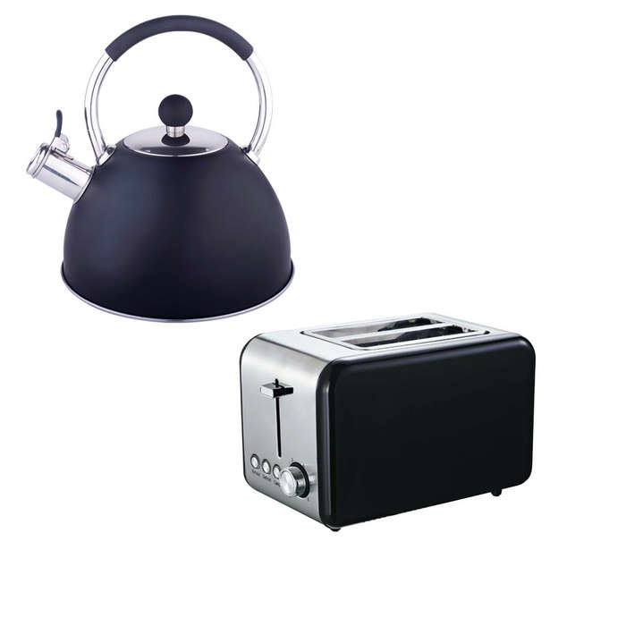 3L Stainless Steel Kettle & 2-Slices Toaster Combo - Corel Black