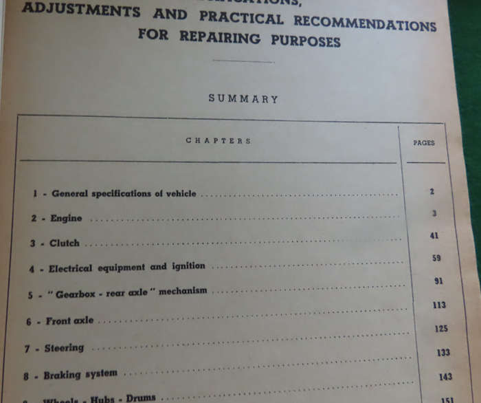 Renault Dauphine - Specifications Adjustments and Shop Repair Recommendations Book